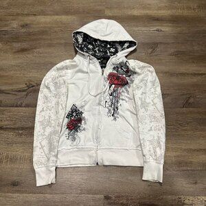 Ed Hardy Men's White Hoodie